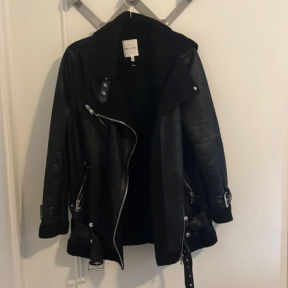Acec les filles shearling moto jacket